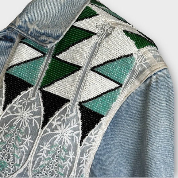 Levi's Made & Crafted Embellished Boyfriend Trucker Jacket Beaded Lace Small - Picture 14 of 16